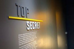 A plaque inside the new Spy Museum. (WTOP/J.J. Green)