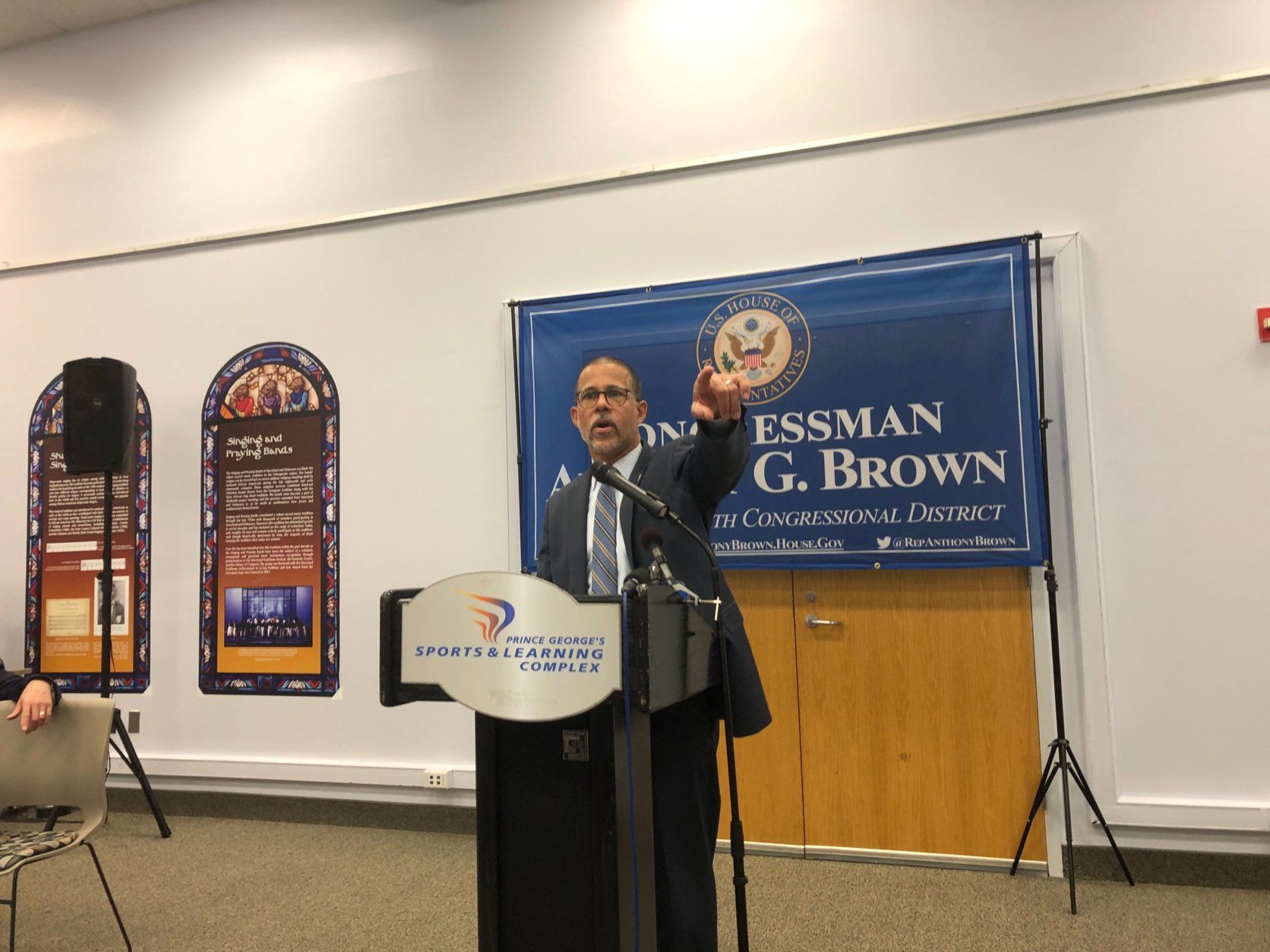 The meeting, held at Wayne K. Curry Sports and Learning Center in Landover, was hosted by Congressman Anthony Brown a Democrat from Prince George’s County. (WTOP/Mike Murillo)
