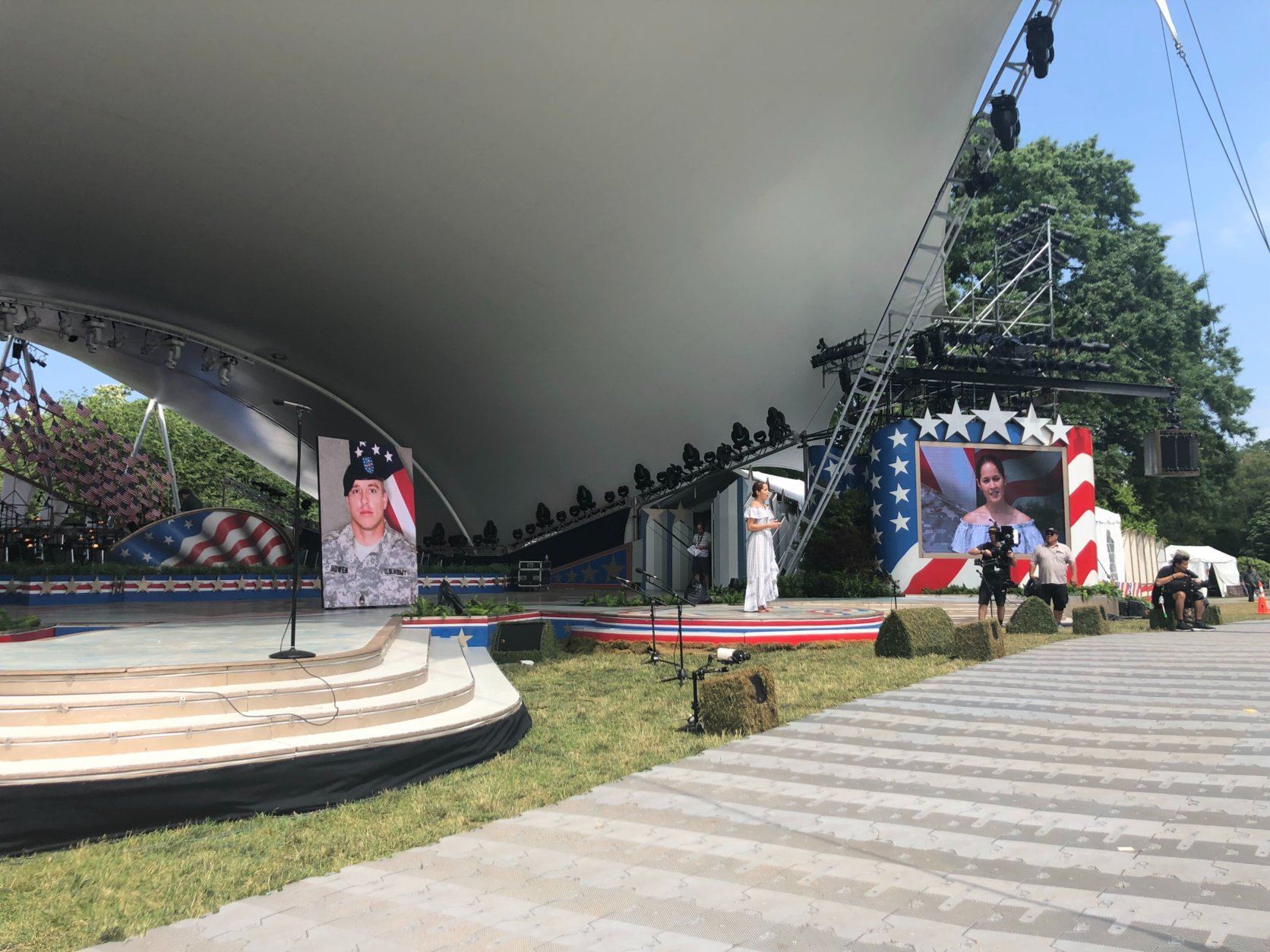 The stage is set for the 30th National Memorial Day Concert. (WTOP/Melissa Howell)