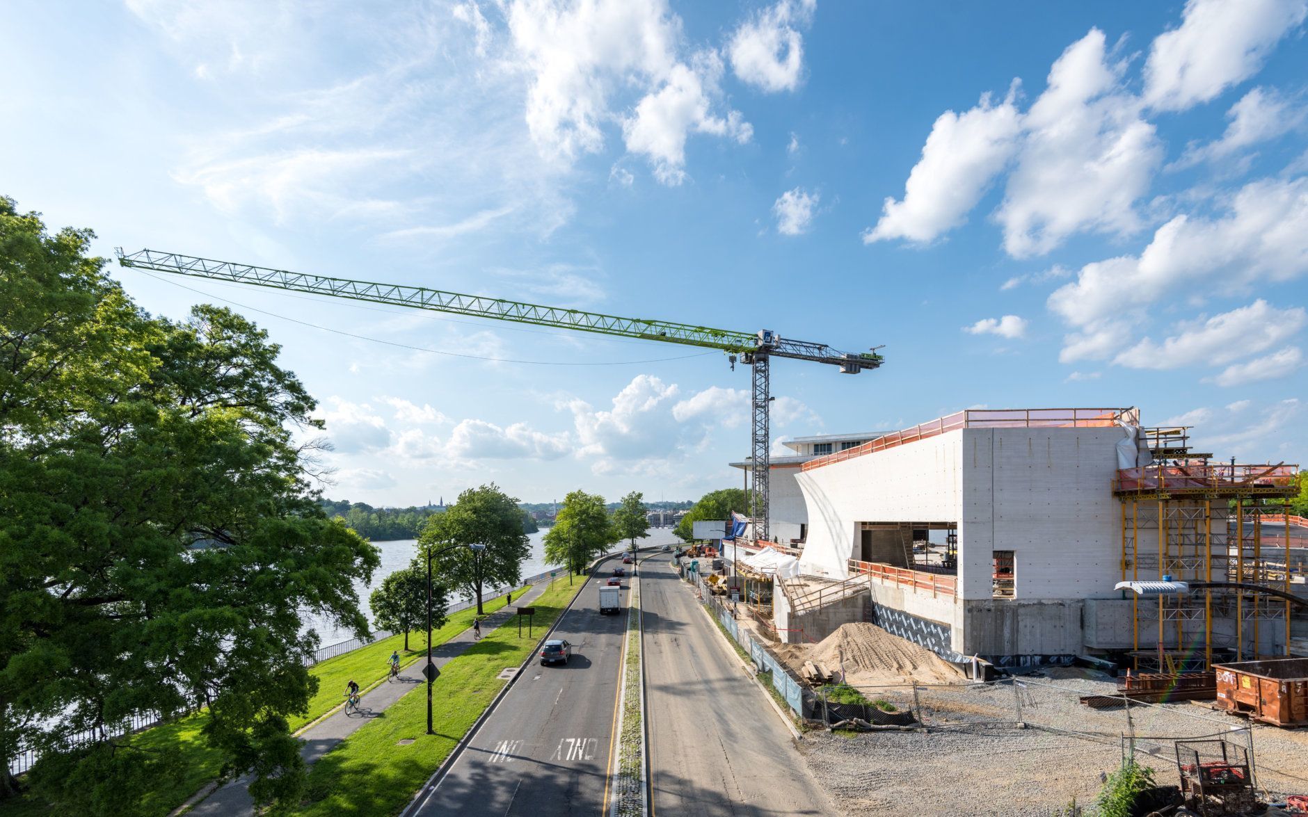 A view of part of the REACH campus at the Kennedy Center from Rock Creek Parkway in June 2018. (Courtesy Kennedy Center/Credit: Field Condition)