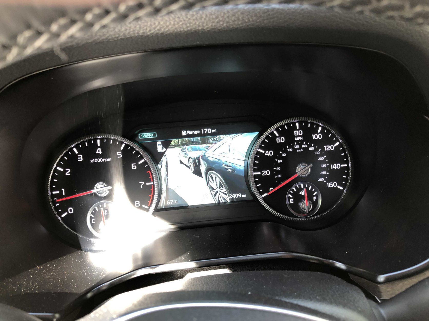Use your turn signal and the camera view shows up in instrument panel. (WTOP/Mike Parris)