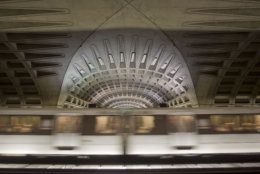 A subway train departs the L'Enfant Metro Station in Washington, Tuesday, Jan. 13, 2015, part of the public mass transit network for Washington. (AP Photo/Pablo Martinez Monsivais)