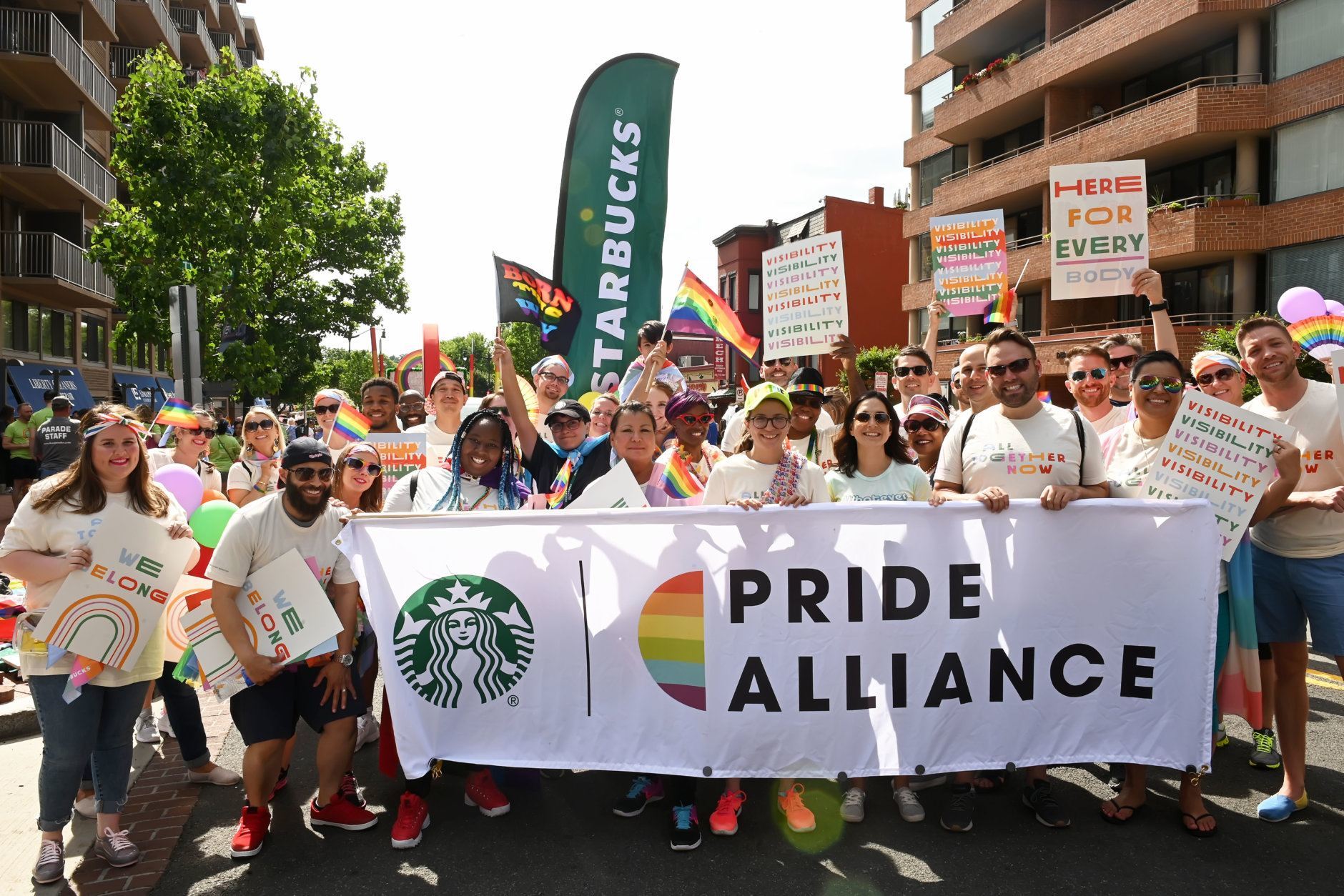 Starbucks employees celebrate Pride Month at the 2019 Capital Pride Parade. (Courtesy Shannon Finney Photography)