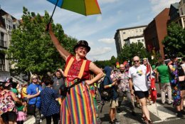 Stu Clown on her stilts during the 2019 Capital Pride Parade. (Courtesy Shannon Finney Photography)