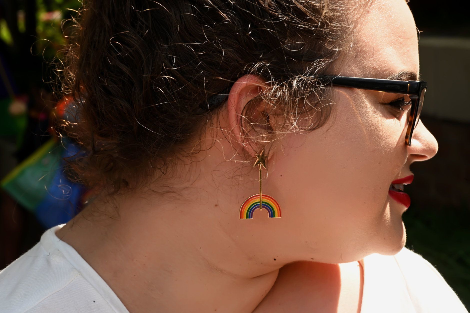 The rainbow flag was everywhere, including on jewelry, during the 2019 Capital Pride Parade. (Courtesy Shannon Finney Photography)