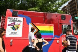 The Humanities Truck, a mobile art space sponsored by the Smithsonian American Art Museum and a partnership with American University, while collecting stories of the LGBTQ experience as part of Capital Pride. (Courtesy Shannon Finney Photography)