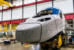 A look at the new Acela trains in production at Alstom's Hornell, New York, plant. (Courtesy Amtrak)