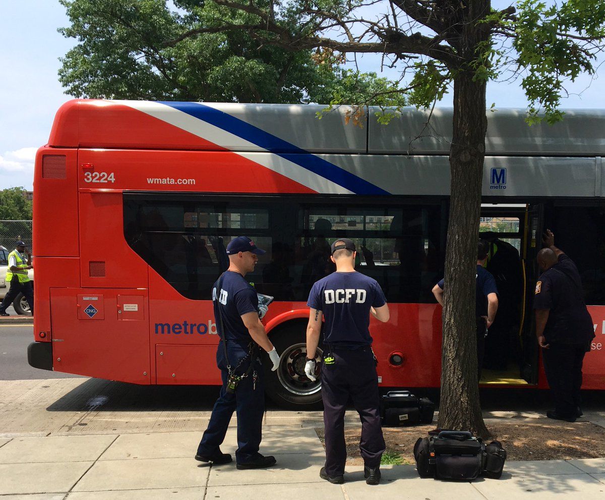D.C. Fire and EMS personnel respond to a crash between a Metrobus and a truck in Northeast. (Courtesy DC Fire and EMS)