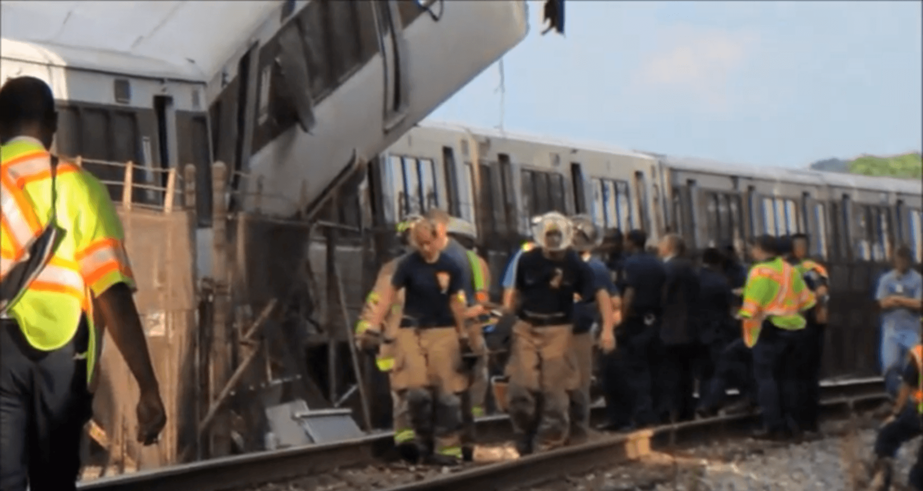 A screenshot from a DC Fire and EMS documentary shows crews  responding to a crash on the Red Line on June 22, 2009. (Courtesy DC Fire and EMS)
