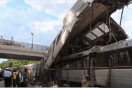 A screenshot from a DC Fire and EMS documentary shows one train on top of another. (Courtesy DC Fire and EMS)