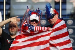 PARIS, FRANCE - JUNE 28:  USA fans look on prior to the 2019 FIFA Women's World Cup France Quarter Final match between France and USA at Parc des Princes on June 28, 2019 in Paris, France. (Photo by Alex Grimm/Getty Images)