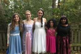 During Christina's sophomore year of high school, she made these dresses for herself and four friends. Each dress was based on a princess theme and tailored to match each girl's personality. (Courtesy Nicole Mellott)