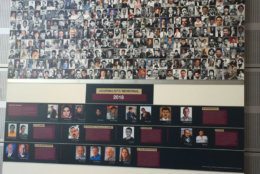 The names of 21 journalists who were killed in the past year were added to the Newseum's memorial wall on Monday. (WTOP/John Domen)
