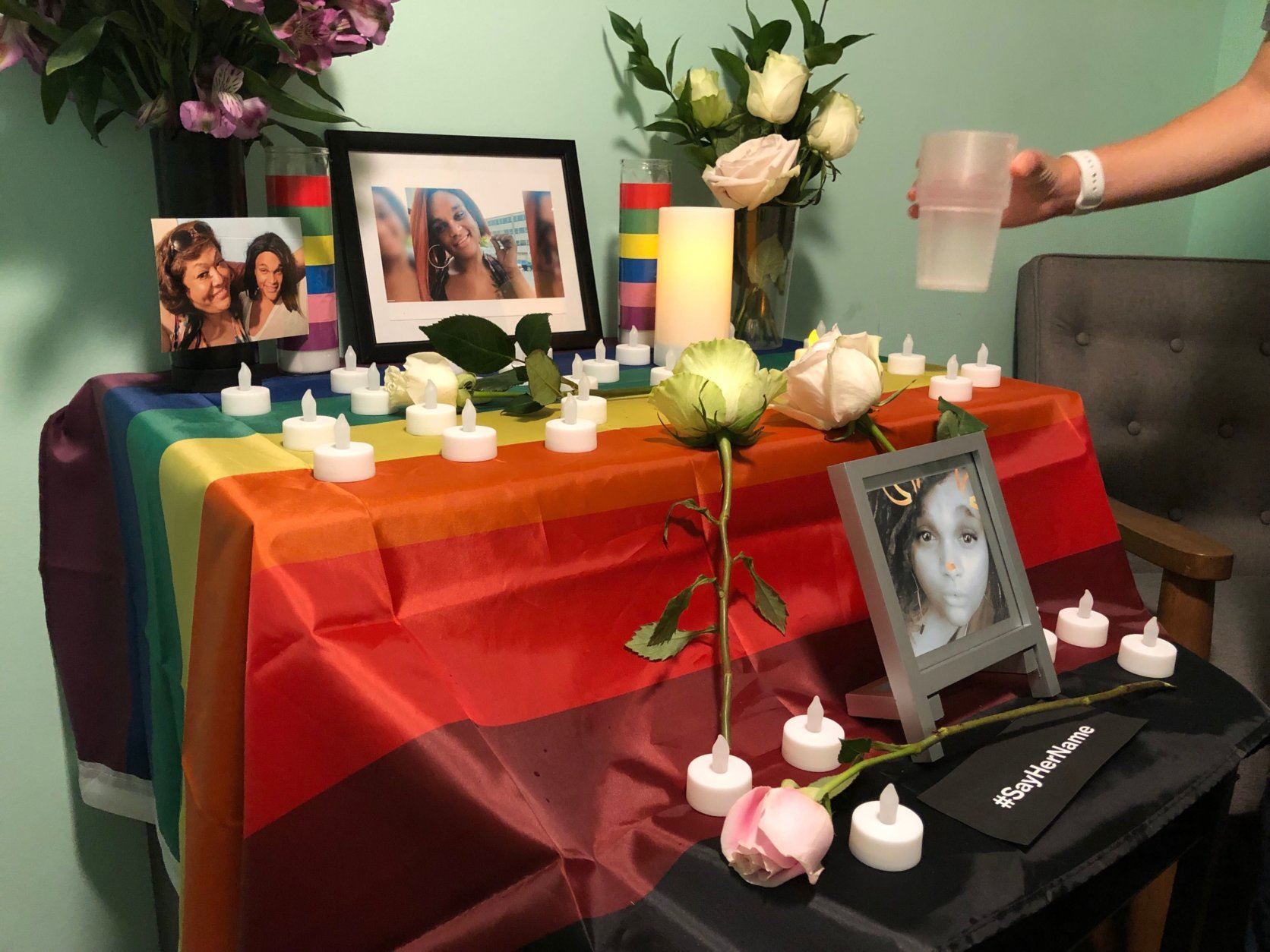 On what would have been Zoe Spears' 24th birthday on Tuesday, friends gathered at the Latin American Youth Center to remember the transgender woman who was murdered last week. (WTOP/Kristi King)