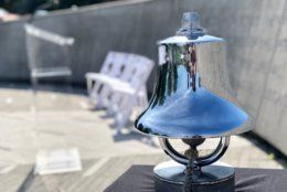 The bell that was struck each time the names of those killed in the 2009 Metro crash were read aloud at a ceremony marking the 10 year anniversary of the transit system’s deadliest crash.(WTOP/Kate Ryan)