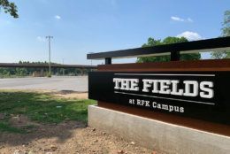 The Fields at RFK Campus, the first of a planned, five-part redevelopment, open Saturday. (WTOP/Noah Frank)