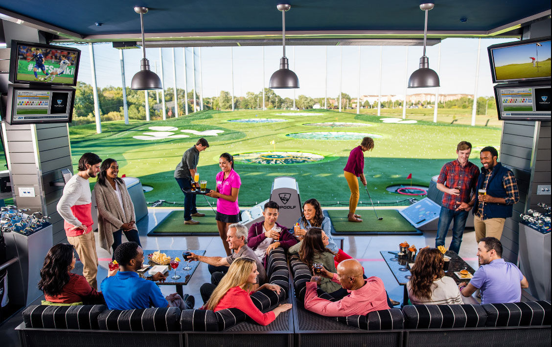 The 65,000-square-foot, three-level TopGolf National Harbor is at 6400 Clipper Way in Oxon Hill, Maryland. (Courtesy Topgolf)