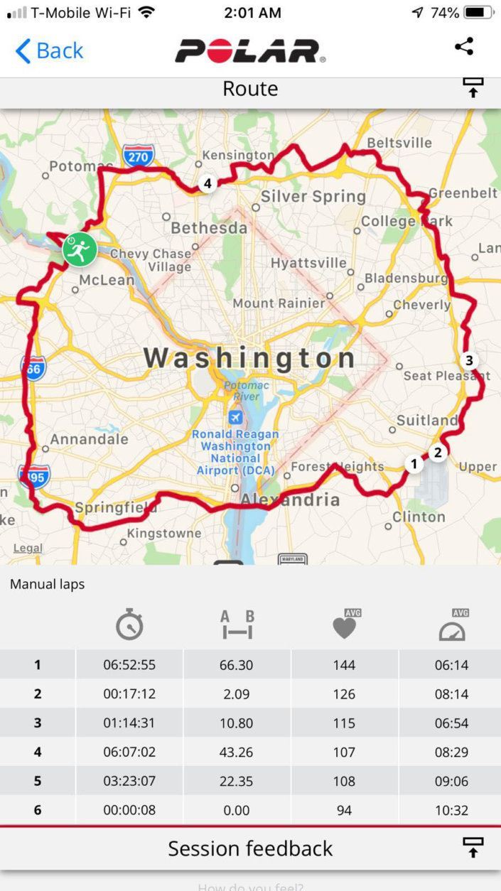 Wardian's route around the Beltway. (Courtesy Michael Wardian)