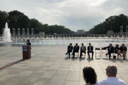 At the National World War II Memorial in D.C., volunteers marked the 75th anniversary of the largest ever military operation by sea -- D-Day -- by saying the names of service members who were lost. (WTOP/Michelle Basch)