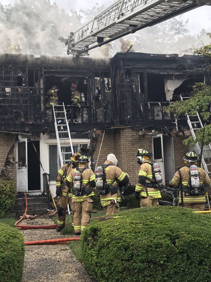 The fire on the 500 block of Carrollton Drive started just before 9 a.m., and it grew rapidly to engulf all seven of the townhouse's units. (Courtesy Frederick County Fire and Rescue Services)