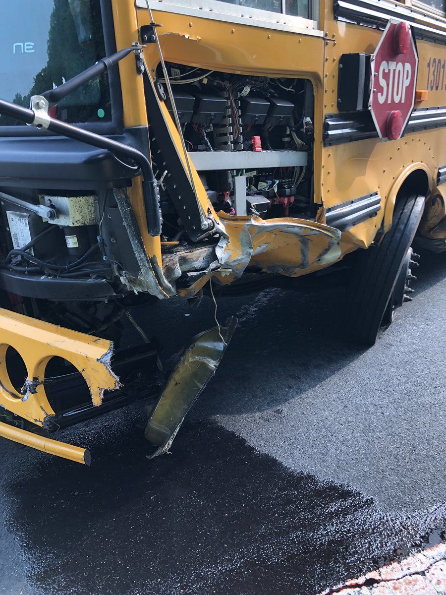 There were no passengers in the school bus. (Courtesy Montgomery County Fire and Rescue Service) 