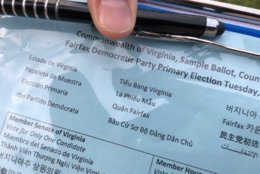 The Democratic Primary sample ballot. (WTOP/Kristi King)