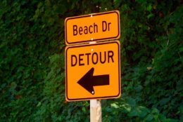 Detour sign on Beach Drive