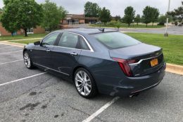 The Cadillac CT6 is cheaper and more fun to drive than the Audi or the Lexus, if not as nice inside. (WTOP/John Aaron)