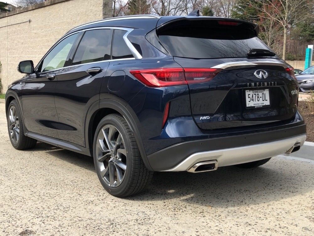 A rear view of the Infiniti QX50.