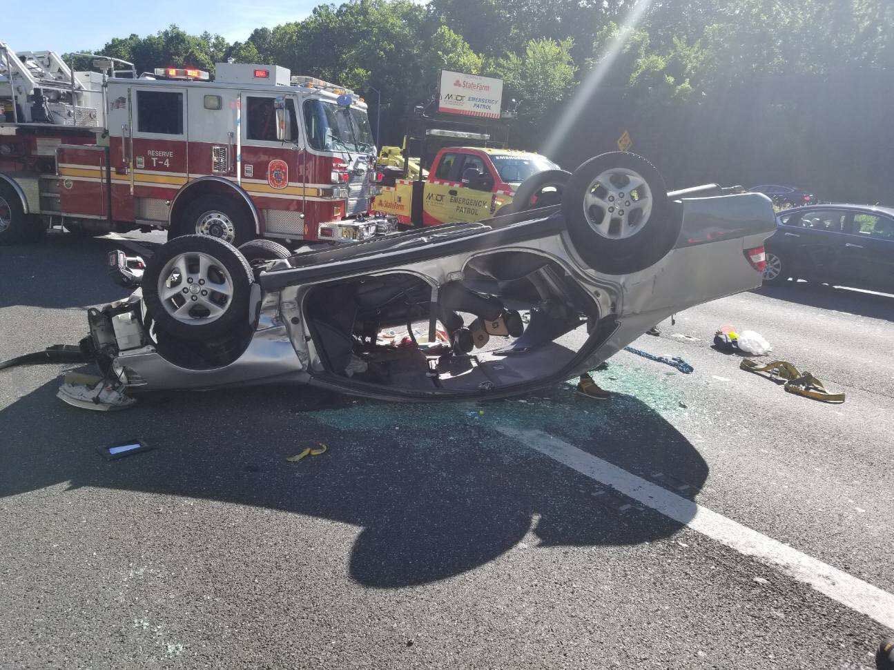 PHOTOS Overturned Vehicle Crash Jams Rush Hour Beltway Traffic WTOP News