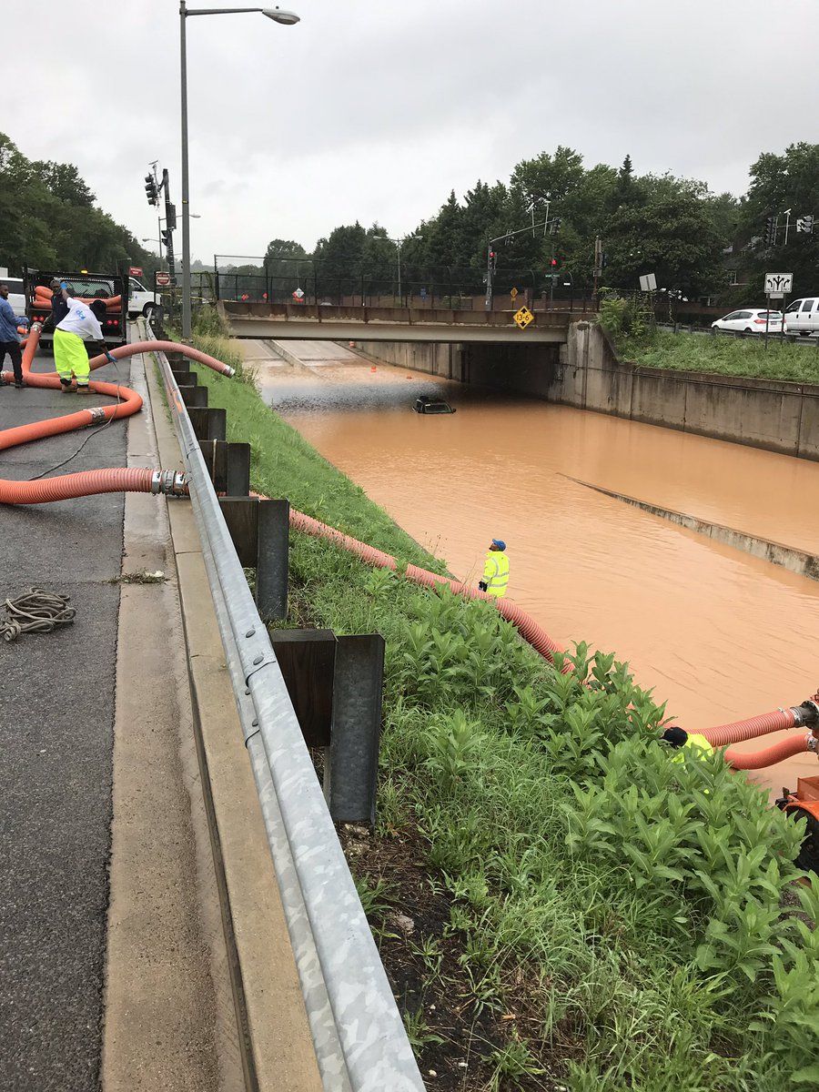 DC Water crews worked to clear a flooded underpass Monday. (Courtesy DC Water)
