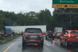 A tractor-trailer clogs the Capital Beltway