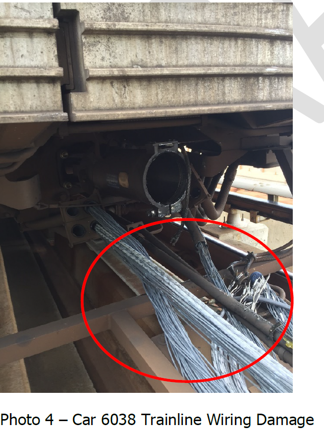 The severed connection between the train cars damaged wiring as well.