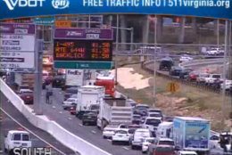 The southbound lanes of Interstate 395 in Alexandria, Virginia, were blocked after a serious crash involving a truck and several other vehicles Monday afternoon.