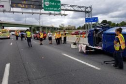 The crash, which happened about 1:15 p.m. near Duke Street/Virginia 236, involved a dump truck and several other vehicles and blocked all southbound lanes for about 45 minutes.