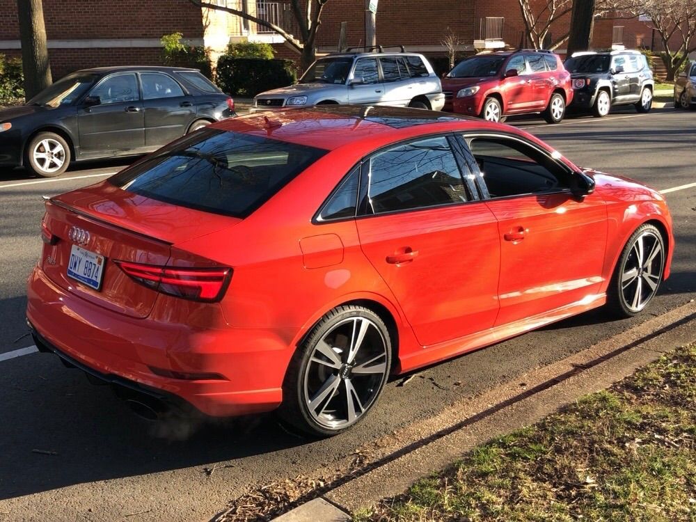 <p>This Audi RS3 has a wonderfully snappy exhaust note. However, it feels like you need a racetrack to get a sense of the 400 horsepower on tap. Even at this price, most of the seat controls are manual.</p>
