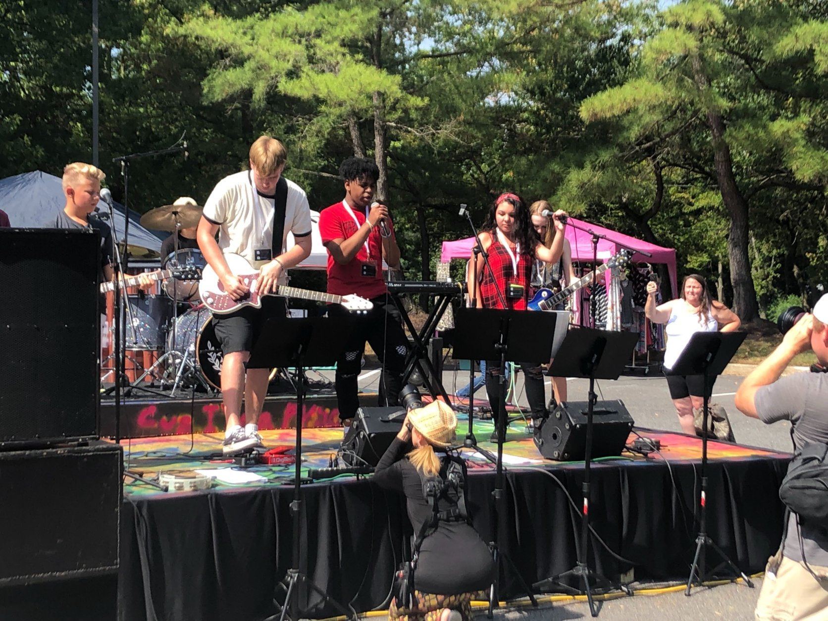 Kids perform at the Woodstock Anniversary Concert put on by School of Rock Columbia.