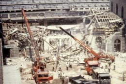 <p>In 1980, 85 people were killed when a bomb exploded at the train station in Bologna, Italy.</p>
<p>In this file photo taken on Aug. 2, 1980, cranes remove debris after a powerful bomb blasted the train station of Bologna, Italy. (AP Photo)</p>

