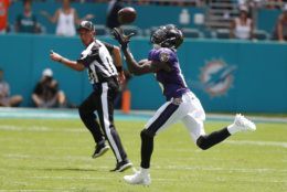 <p><b><i>Ravens 59</i></b><br />
<b><i>Dolphins 10</i></b></p>
<p>Marquise Brown’s first two NFL catches were touchdowns totaling 130 yards, making him the first player in NFL history to score multiple 40-yard touchdowns in his career debut. Veterans Mark Ingram and Earl Thomas also had great debuts for Baltimore, and Lamar Jackson rushed for only six yards but delivered on <a href="https://www.baltimoreravens.com/news/lamar-jackson-can-t-wait-to-put-on-a-show-with-new-offense">his promise to put on a show</a>, notching a perfect passer rating and matching a franchise record with five TDs in his hometown. Either this really is <a href="https://wtop.com/nfl/2019/09/2019-afc-north-preview/">a revolutionary offense</a>, or <a href="https://profootballtalk.nbcsports.com/2019/09/08/early-mutiny-in-miami/">Miami is right to mutiny</a>.</p>
