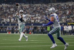 <p><b><i>Giants 17</i></b><br />
<b><i>Cowboys 35</i></b></p>
<p>Zeke Elliott was just all right, but Dak Prescott looked like the guy the Cowboys should have broken bank for before the season: His 405 yard, four TD performance netted him a perfect passer rating (making this the first time in a generation two QBs have done that on the same day), leaving the Giants so thoroughly beaten they gave Daniel Jones a few reps in garbage time. The Redskins better work out whatever communication issues they have, or next week&#8217;s game at FedEx Field is already over.</p>

