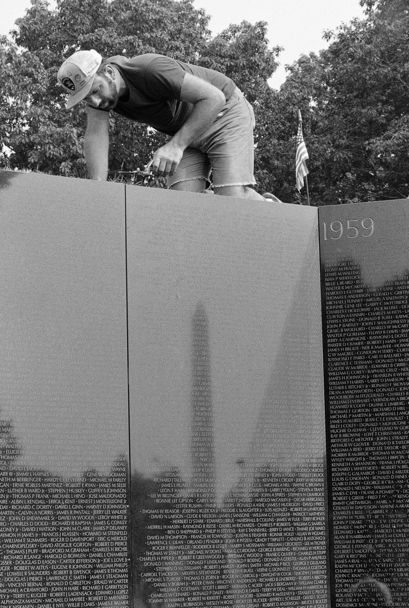 <p>At the right angle, the monument is reflected in the Vietnam War Memorial. This can lead to some nice shots.</p>
