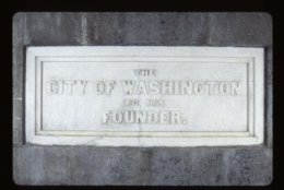 <p>There are many commemorative stones inside the Washington Monument. This one is D.C.&#8217;s.</p>
