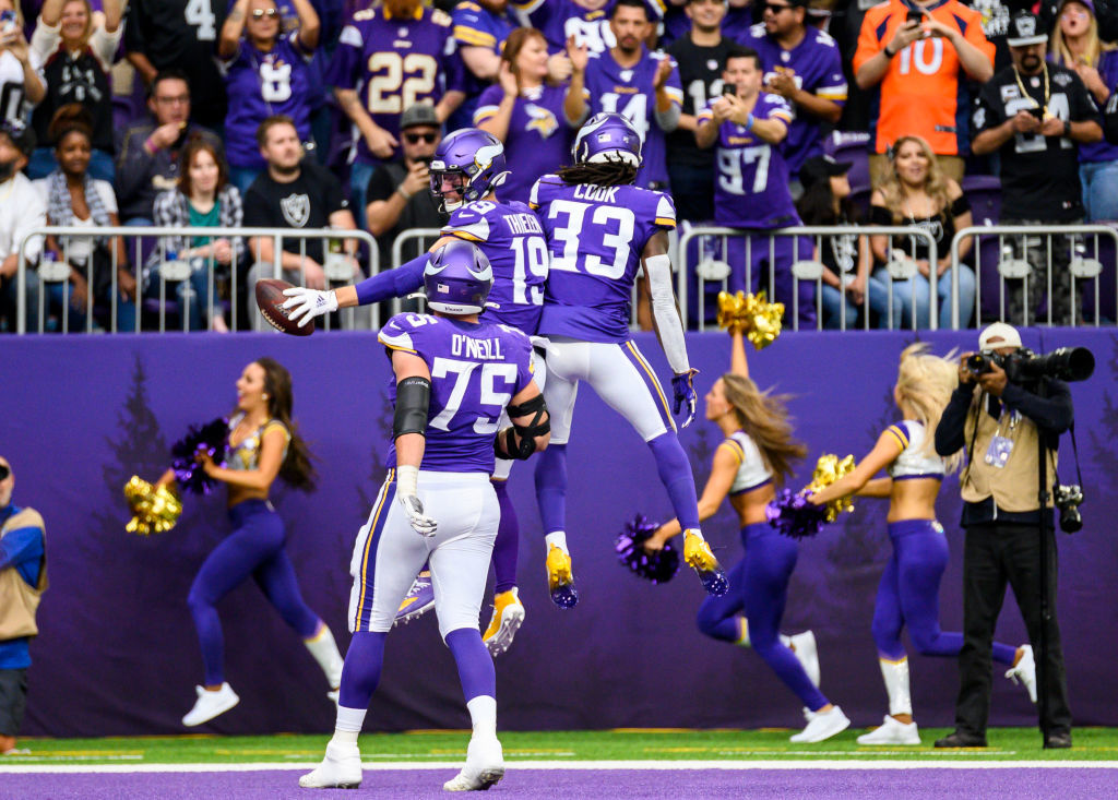 <p><b><i>Raiders 14</i></b><br />
<b><i>Vikings 34</i></b></p>
<p>Even if Kirk Cousins is, in fact, a “<a href="https://deadspin.com/kirk-cousins-isn-t-worth-a-shit-1838248498?utm_source=deadspin_facebook&amp;utm_campaign=socialflow_deadspin_facebook&amp;utm_medium=socialflow" target="_blank" rel="noopener" data-saferedirecturl="https://www.google.com/url?q=https://deadspin.com/kirk-cousins-isn-t-worth-a-shit-1838248498?utm_source%3Ddeadspin_facebook%26utm_campaign%3Dsocialflow_deadspin_facebook%26utm_medium%3Dsocialflow&amp;source=gmail&amp;ust=1569294743341000&amp;usg=AFQjCNG0GGrMbPkF-m4V7MOA8DWZQ5Rvng">dumb man&#8217;s idea of a poor man’s Matt Ryan</a>” he&#8217;s got a good enough team around him — most notably a clearly-healthy and <a href="https://twitter.com/ESPNStatsInfo/status/1175853963742257153?s=20" target="_blank" rel="noopener" data-saferedirecturl="https://www.google.com/url?q=https://twitter.com/ESPNStatsInfo/status/1175853963742257153?s%3D20&amp;source=gmail&amp;ust=1569294743341000&amp;usg=AFQjCNHmyl1hpTl5GYaeNFADk4t9JH0iPA">extremely productive Dalvin Cook</a> — to make some noise in an unexpectedly good division. Beating a <a href="https://profootballtalk.nbcsports.com/2019/09/19/jon-gruden-schedule-will-test-our-mental-toughness/" target="_blank" rel="noopener" data-saferedirecturl="https://www.google.com/url?q=https://profootballtalk.nbcsports.com/2019/09/19/jon-gruden-schedule-will-test-our-mental-toughness/&amp;source=gmail&amp;ust=1569294743341000&amp;usg=AFQjCNF4lPXUhCf7kHDttfD-6-XdlIcr3A">screwed-by-the-schedule</a> squad is nice, but stealing a win in Chicago next week would go a long way toward changing the narrative surrounding Cousins and the Vikings.</p>
