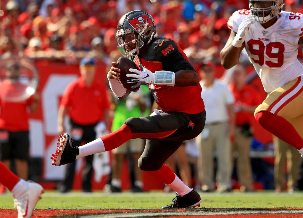<p><b><i>49ers 31</i></b><br />
<b><i>Bucs 17</i></b></p>
<p>Two of Jameis Winston&#8217;s three interceptions were run back for touchdowns on the day he surpassed Blake Bortles for the most career games (17) with multiple picks since entering the league in 2015. Whenever your quarterback is mentioned in the same breath as The Human Turnover, your season is doomed.</p>
