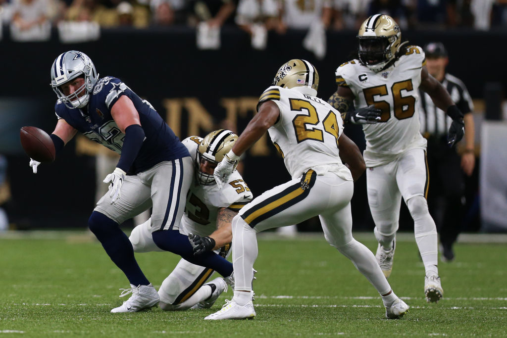 <p><em><strong>Cowboys 10</strong></em><br />
<em><strong>Saints 12</strong></em></p>
<p>New Orleans won a game without scoring a touchdown for just the fourth time in franchise history, and Dallas has now lost six of their last seven meetings with the Saints in the Superdome. If the Cowboys partied like the owner did down there, the reasons are apparent.</p>
<blockquote class="twitter-tweet">
<p dir="ltr" lang="en">How many NFL owners would walk down Bourbon Street on a Saturday night. I’ll go with … just one <a href="https://t.co/e9FZmWmruv">pic.twitter.com/e9FZmWmruv</a></p>
<p>— Darren Rovell (@darrenrovell) <a href="https://twitter.com/darrenrovell/status/1178314409724317696?ref_src=twsrc%5Etfw">September 29, 2019</a></p></blockquote>
<p><script async src="https://platform.twitter.com/widgets.js" charset="utf-8"></script></p>
