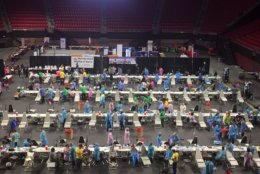 The Xfinity Center in College Park, Maryland, was converted to house scores of dentists, patients and medical equipment for free dental service on Sept. 13 and 14. 