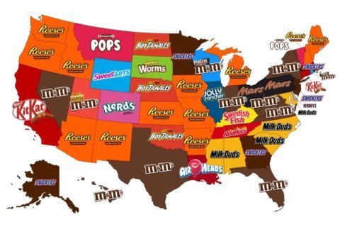 The most popular Halloween candy, according to each state