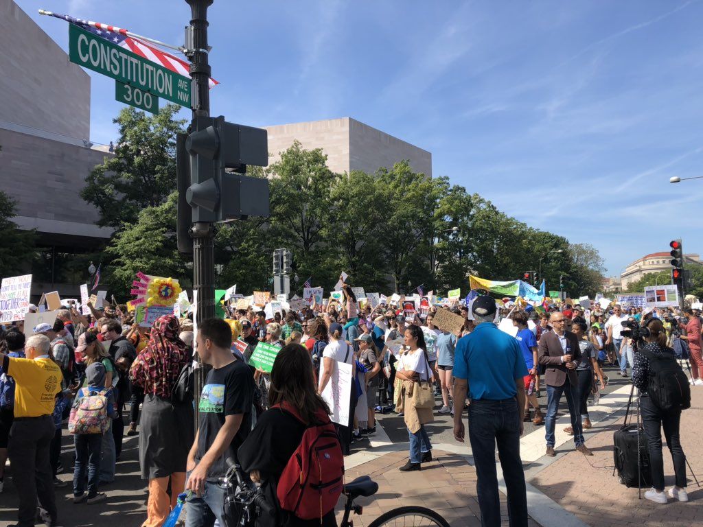 Climate protesters on Constitution Avenue, in D.C., Sept. 20, 2019.