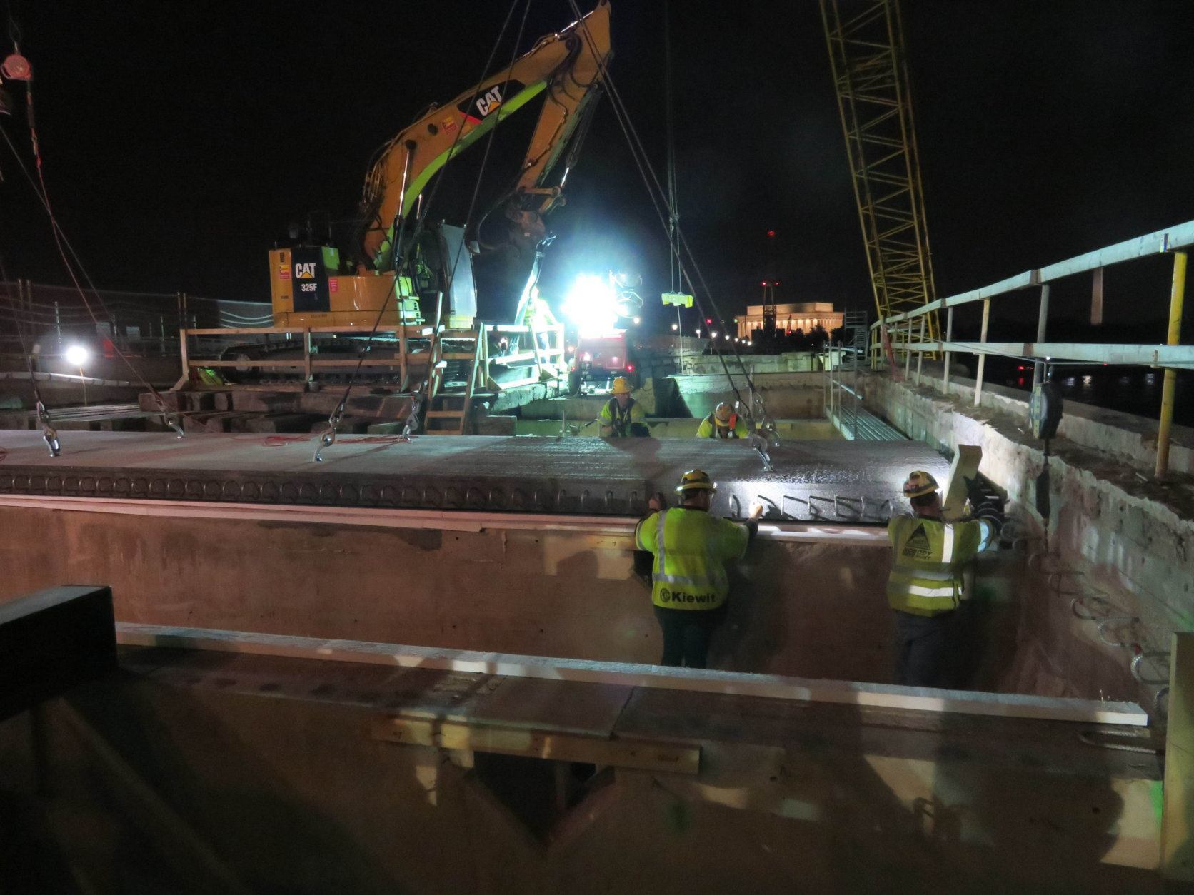Construction activities at Arlington Memorial Bridge in June 2019