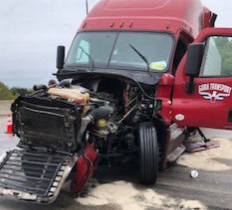 <p>The tractor-trailer&#8217;s damage. </p> 